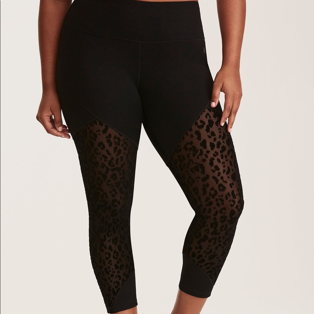 Torrid Black Leopard Mesh Active Pants